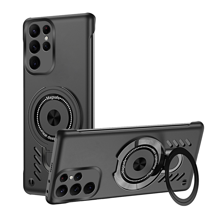 

For Samsung Galaxy S23 Ultra 5G Ice Sense Series Graphene Cooling MagSafe Holder Phone Case(Black)