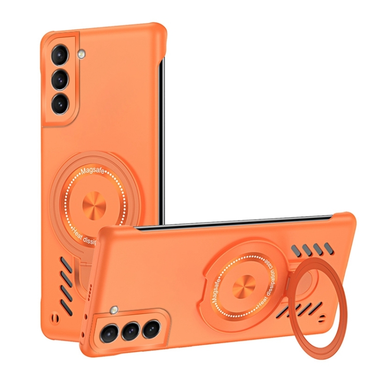 

For Samsung Galaxy S21 5G Ice Sense Series Graphene Cooling MagSafe Holder Phone Case(Orange)