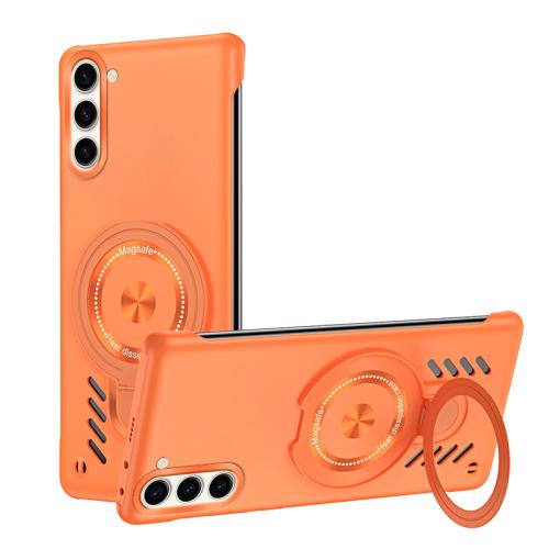 

For Samsung Galaxy S25 5G Ice Sense Series Graphene Cooling MagSafe Holder Phone Case(Orange)