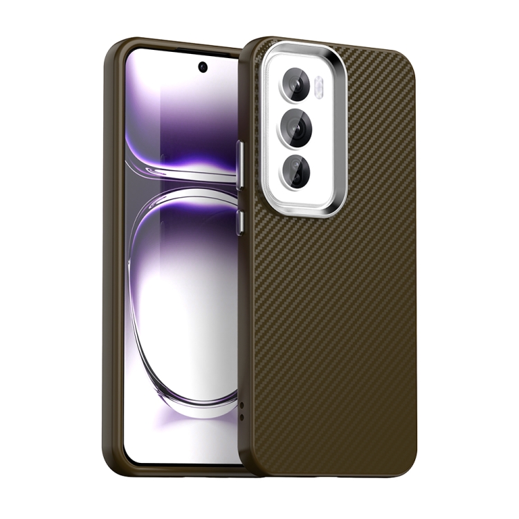 

For OPPO Reno12 Global Carbon Fiber Series IMD Phone Case(Brown)