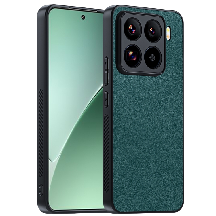 

For Xiaomi 15 Ultra-thin Plain Skin Leather Phone Case(Green)