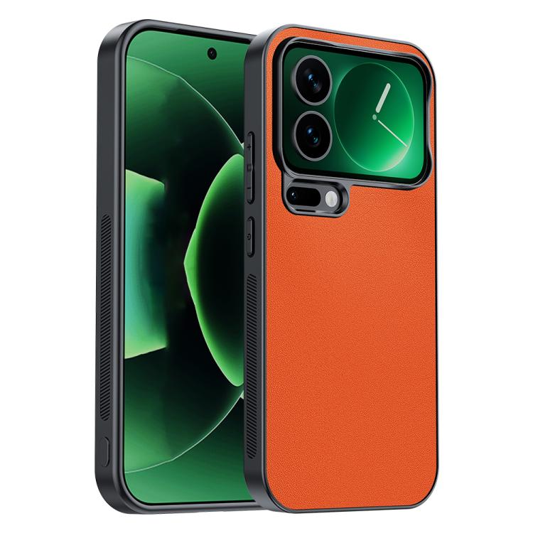 

For Xiaomi 17 Pro Ultra-thin Plain Skin Leather Phone Case(Orange)