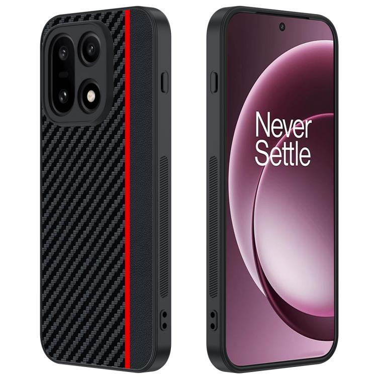 

For OnePlus 15 Ultra-thin Carbon Fiber Texture Printing Phone Case(Black Red)