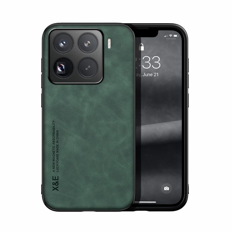 

For Xiaomi 15 Pro Skin Feel Magnetic Leather Back Phone Case(Green)