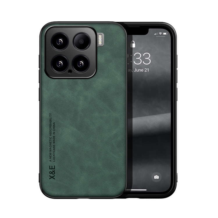 

For Xiaomi 15 Skin Feel Magnetic Leather Back Phone Case(Green)