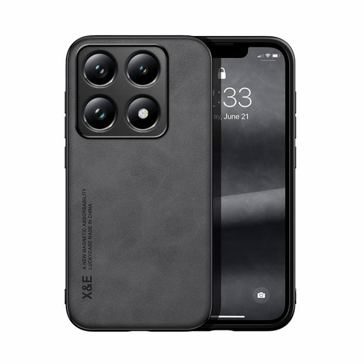 

For Xiaomi 14T Pro Skin Feel Magnetic Leather Back Phone Case(Dark Grey)
