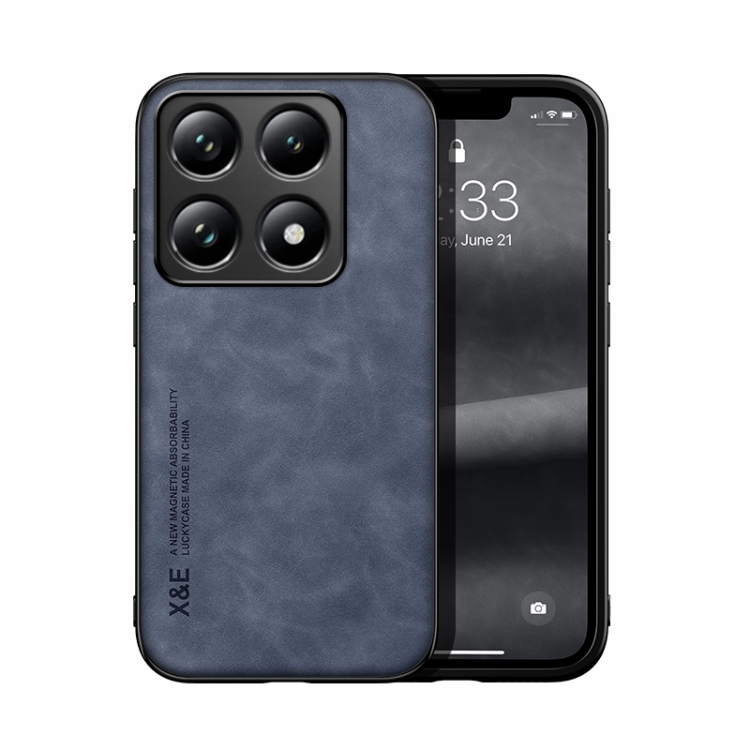 

For Xiaomi 14T Pro Skin Feel Magnetic Leather Back Phone Case(Blue)