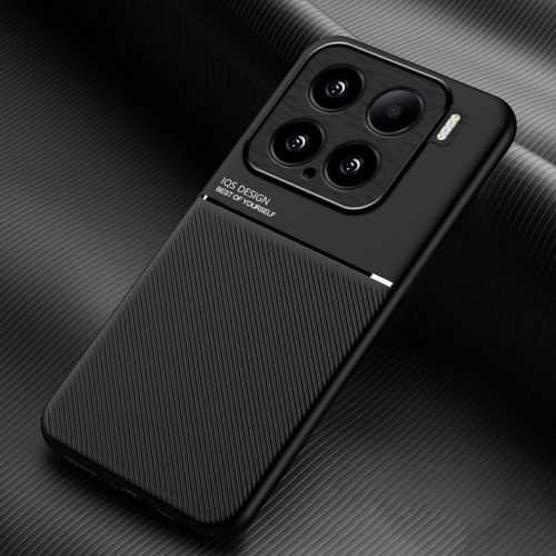 

For Xiaomi 15 Classic Tilt Strip Grain Magnetic PC Hybrid TPU Phone Case(Black)