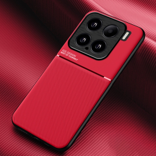 

For Xiaomi 15 Classic Tilt Strip Grain Magnetic PC Hybrid TPU Phone Case(Red)