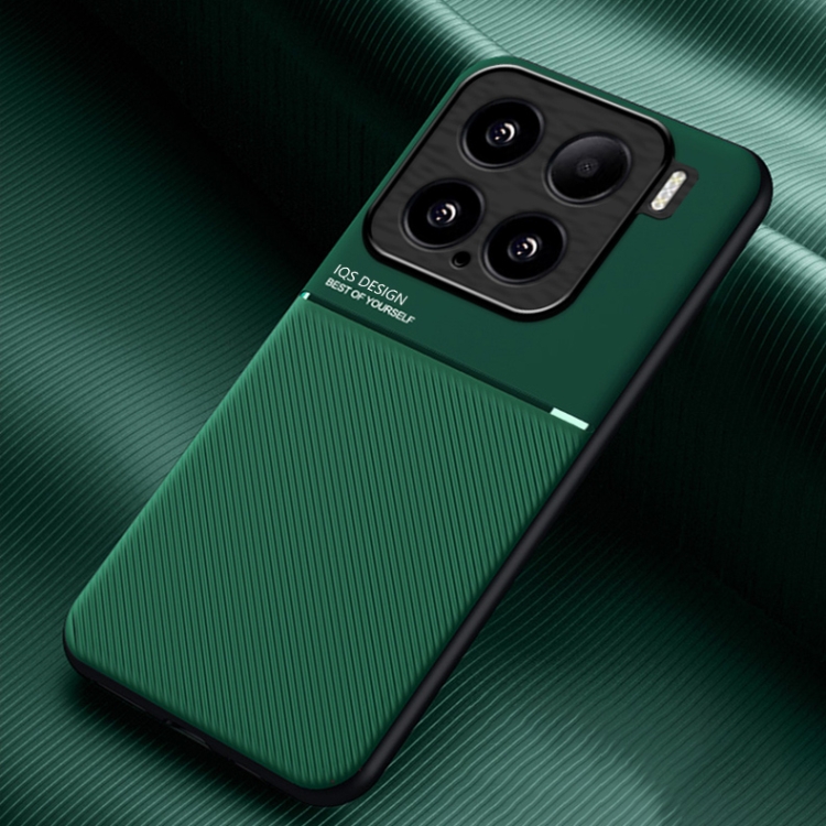 

For Xiaomi 15 Classic Tilt Strip Grain Magnetic PC Hybrid TPU Phone Case(Green)