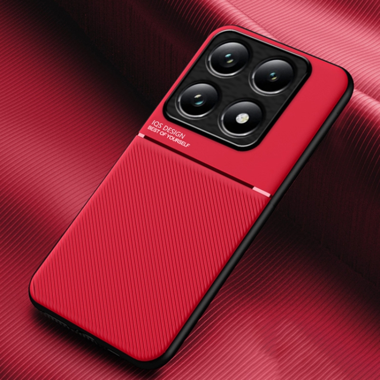 

For Xiaomi 14T Pro Classic Tilt Strip Grain Magnetic PC Hybrid TPU Phone Case(Red)