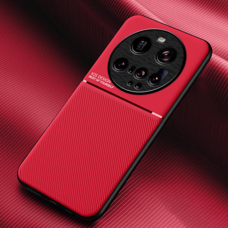 

For Xiaomi 15 Ultra Classic Tilt Strip Grain Magnetic PC Hybrid TPU Phone Case(Red)