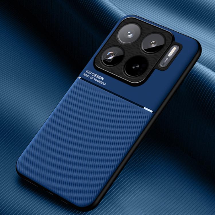 

For Xiaomi 15S Pro Classic Tilt Strip Grain Magnetic PC Hybrid TPU Phone Case(Blue)