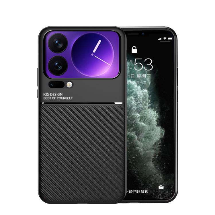 

For Xiaomi 17 Pro Classic Tilt Strip Grain Magnetic PC Hybrid TPU Phone Case(Black)