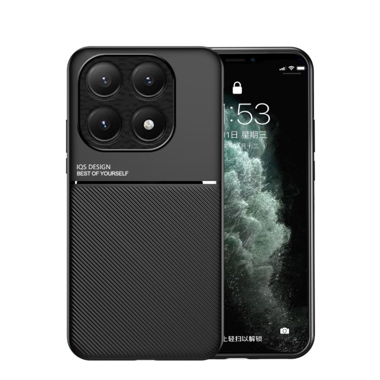 

For Xiaomi 15T 5G Classic Tilt Strip Grain Magnetic PC Hybrid TPU Phone Case(Black)