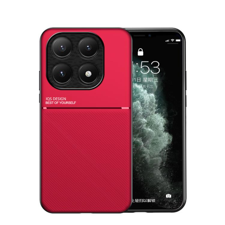 

For Xiaomi 15T 5G Classic Tilt Strip Grain Magnetic PC Hybrid TPU Phone Case(Red)
