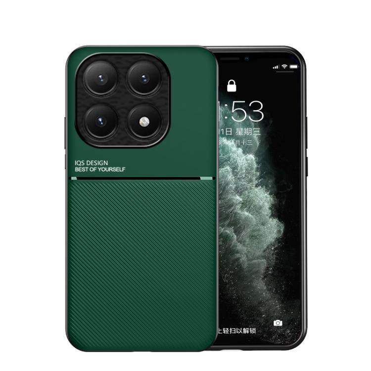 

For Xiaomi 15T 5G Classic Tilt Strip Grain Magnetic PC Hybrid TPU Phone Case(Green)