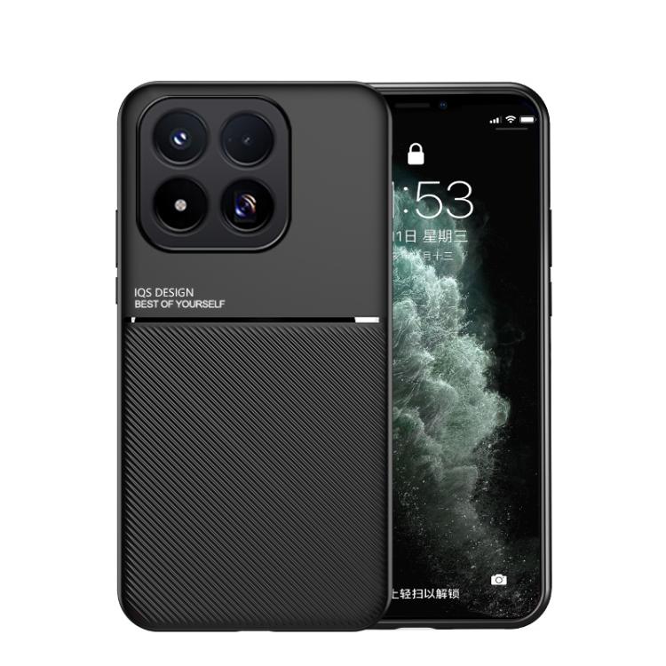 For Xiaomi 17 Max 5G Classic Tilt Strip Grain Magnetic PC Hybrid TPU Phone Case(Black)