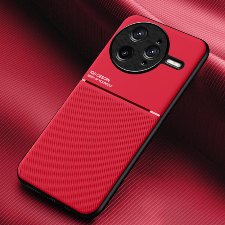

For Redmi K80 Pro Classic Tilt Strip Grain Magnetic PC Hybrid TPU Phone Case(Red)