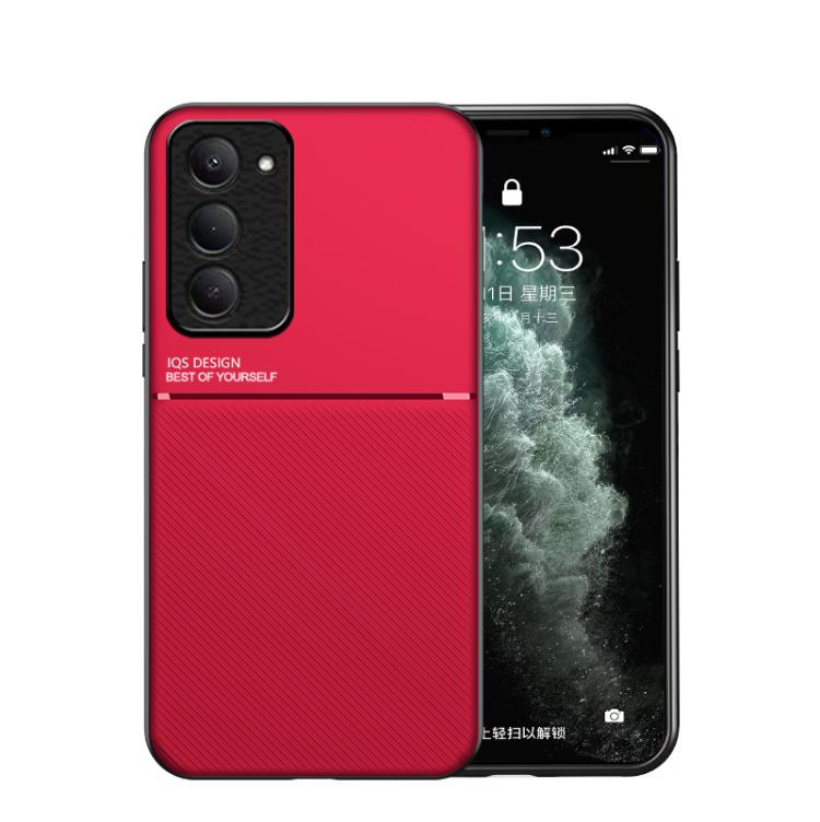 

For Redmi 15 5G / 4G EU 171mm Classic Tilt Strip Grain Magnetic PC Hybrid TPU Phone Case(Red)