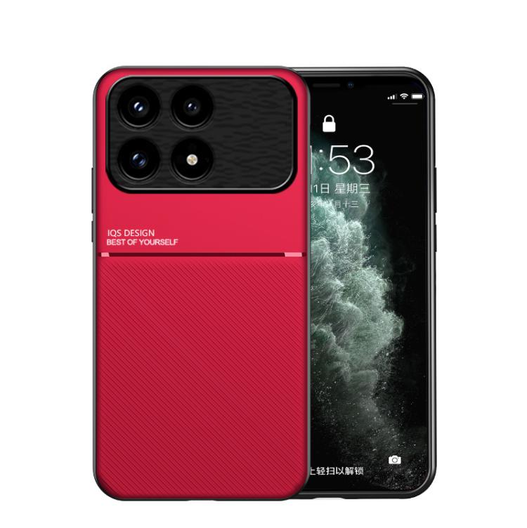 

For Redmi K90 / Xiaomi Poco F8 Pro 5G Classic Tilt Strip Grain Magnetic PC Hybrid TPU Phone Case(Red)