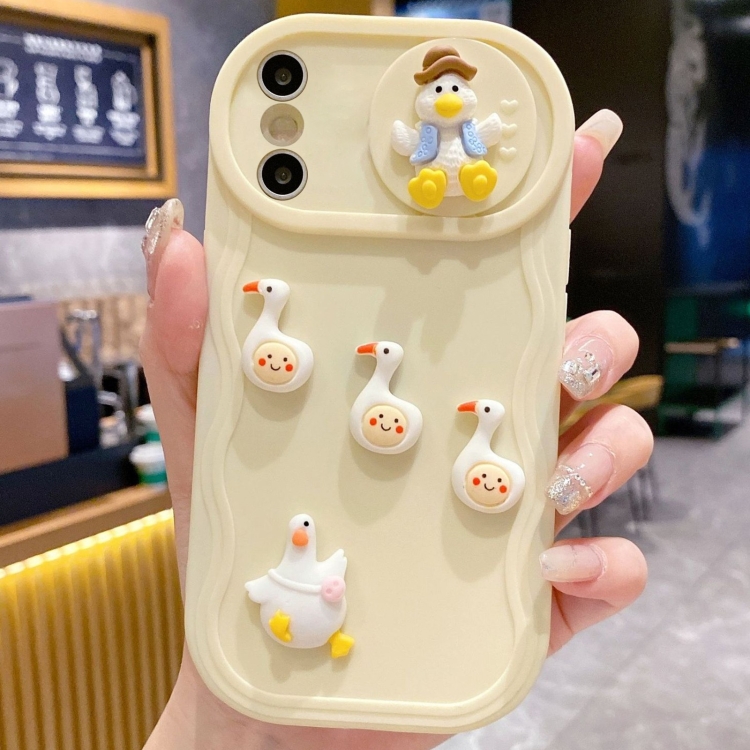 

For iPhone X / XS Creative 3D Duck Design Sliding Window Full Coverage Phone Case(Yellow)
