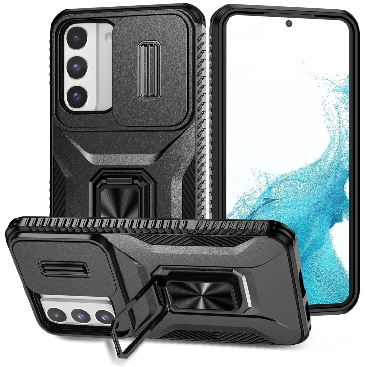 

For Samsung Galaxy S22 5G Sliding Camshield Holder Phone Case(Black)