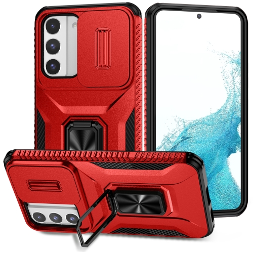 

For Samsung Galaxy S22 5G Sliding Camshield Holder Phone Case(Red)