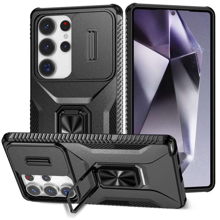 

For Samsung Galaxy S25 Ultra 5G Sliding Camshield Holder Phone Case(Black)