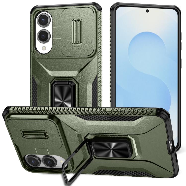 

For Samsung Galaxy S25 Edge 5G Sliding Camshield Holder Phone Case(Alpine Green)