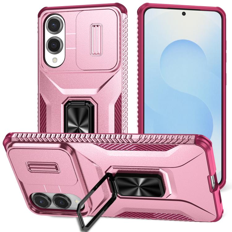 

For Samsung Galaxy S25 Edge 5G Sliding Camshield Holder Phone Case(Pink + Rose Red)
