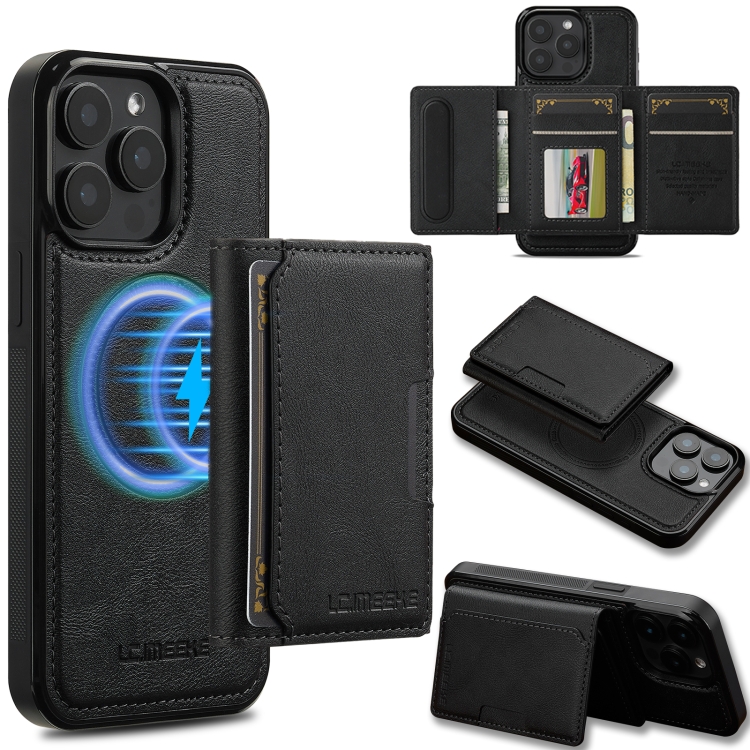 

For iPhone 14 Pro Max LC.IMEEKE L5 Series Detachable RFID Card Bag Magsafe Phone Case(Black)