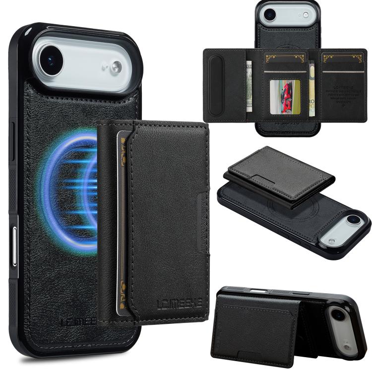 

For iPhone 17 Air LC.IMEEKE L5 Series Detachable RFID Card Bag Magsafe Phone Case(Black)