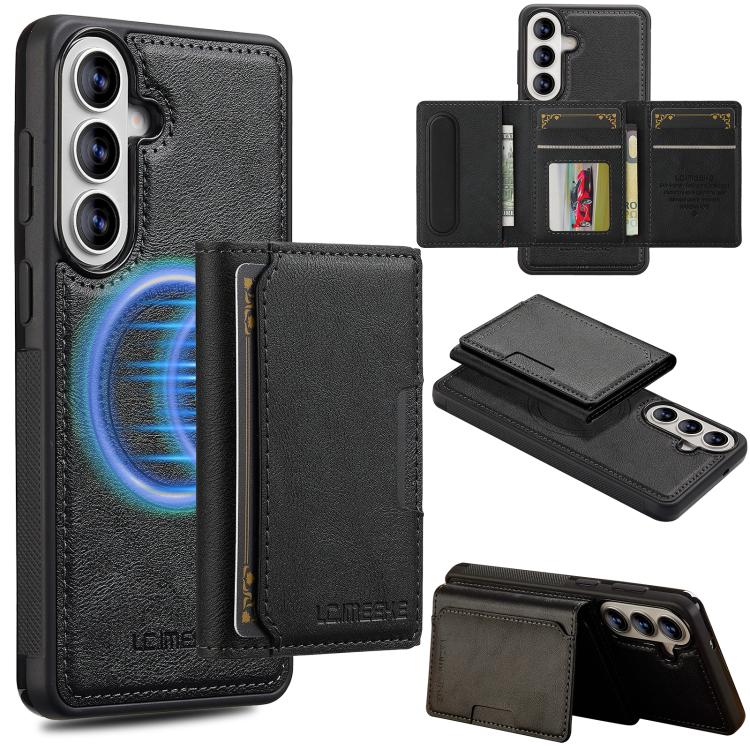

For Samsung Galaxy S26+ 5G LC.IMEEKE L5 Series Detachable RFID Card Bag Magsafe Phone Case(Black)