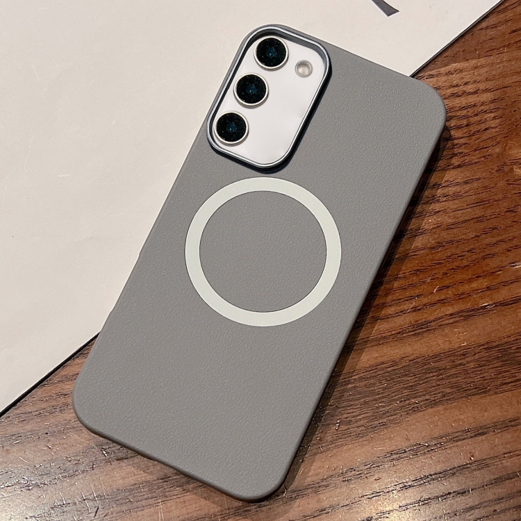 

For Samsung Galaxy S22+ 5G Leather Texture Design MagSafe Full Coverage Phone Case(Grey)