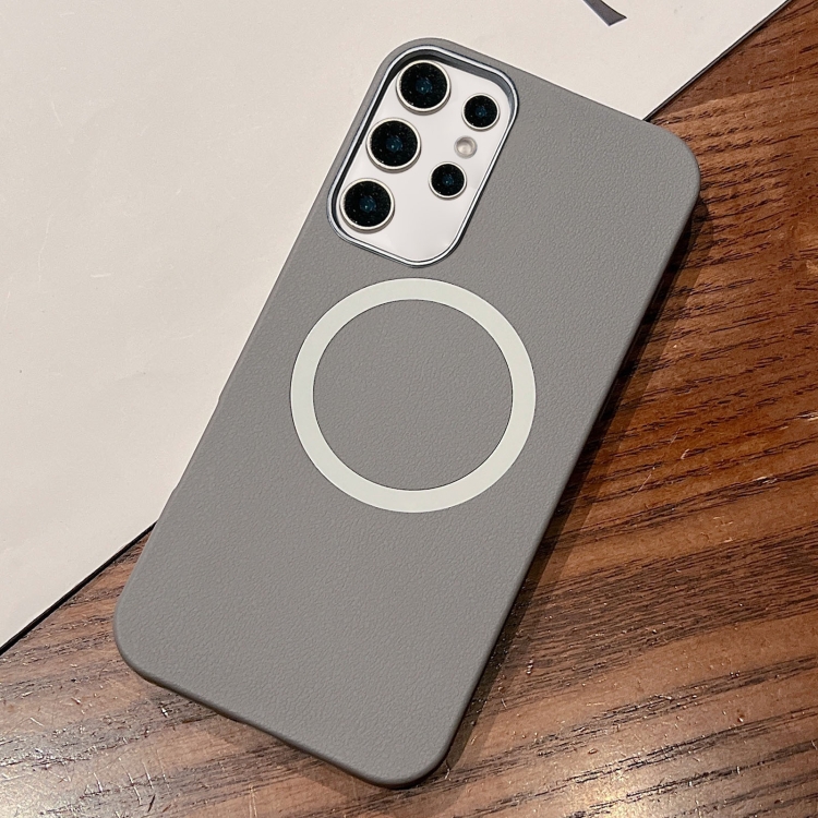 

For Samsung Galaxy S24 Ultra Leather Texture Design MagSafe Full Coverage Phone Case(Grey)