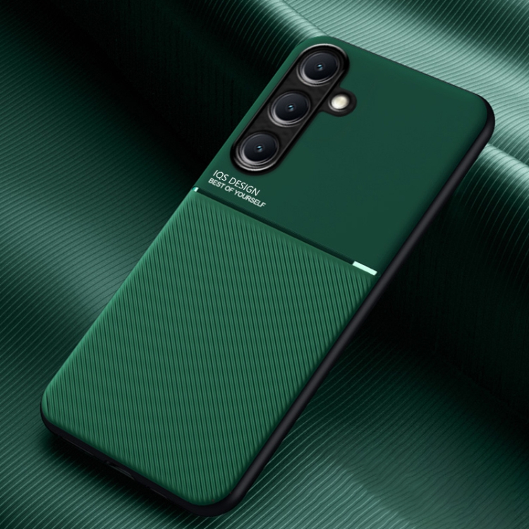 

For Samsung Galaxy S25+ 5G Classic Tilt Strip Grain Magnetic PC Hybrid TPU Phone Case(Green)