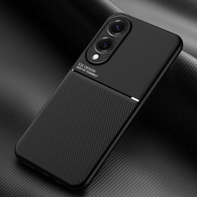 

For Samsung Galaxy S25 Edge 5G Classic Tilt Strip Grain Magnetic PC Hybrid TPU Phone Case(Black)