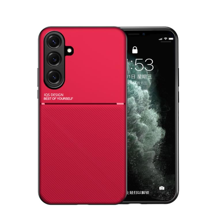 

For Samsung Galaxy S26 5G Classic Tilt Strip Grain Magnetic PC Hybrid TPU Phone Case(Red)