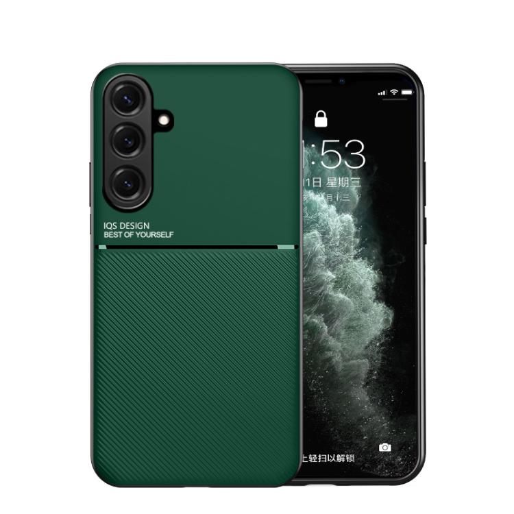 

For Samsung Galaxy S26 5G Classic Tilt Strip Grain Magnetic PC Hybrid TPU Phone Case(Green)