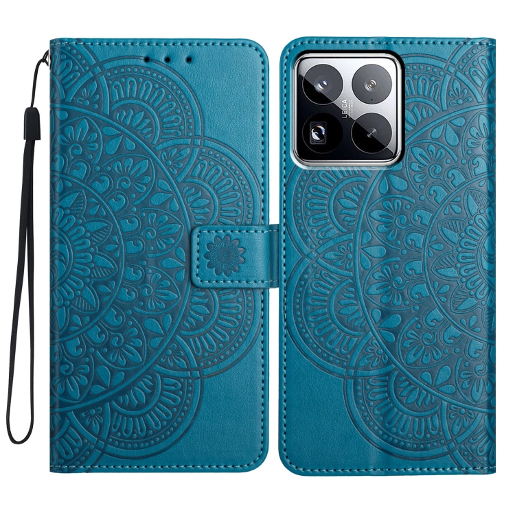

For Xiaomi 15 Pro Flower Embossed Leather Phone Case(Blue)