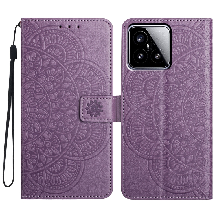 

For Xiaomi 15 Flower Embossed Leather Phone Case(Purple)