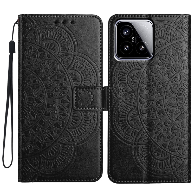 

For Xiaomi 15 Flower Embossed Leather Phone Case(Black)