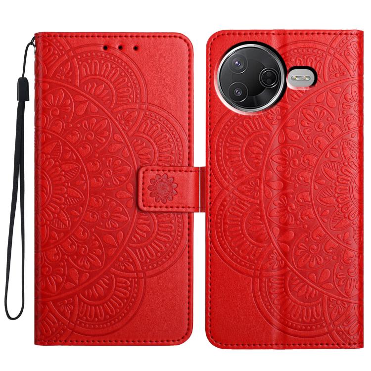 

For Xiaomi Poco F7 Pro / F7 Ultra Flower Embossed Leather Phone Case(Red)