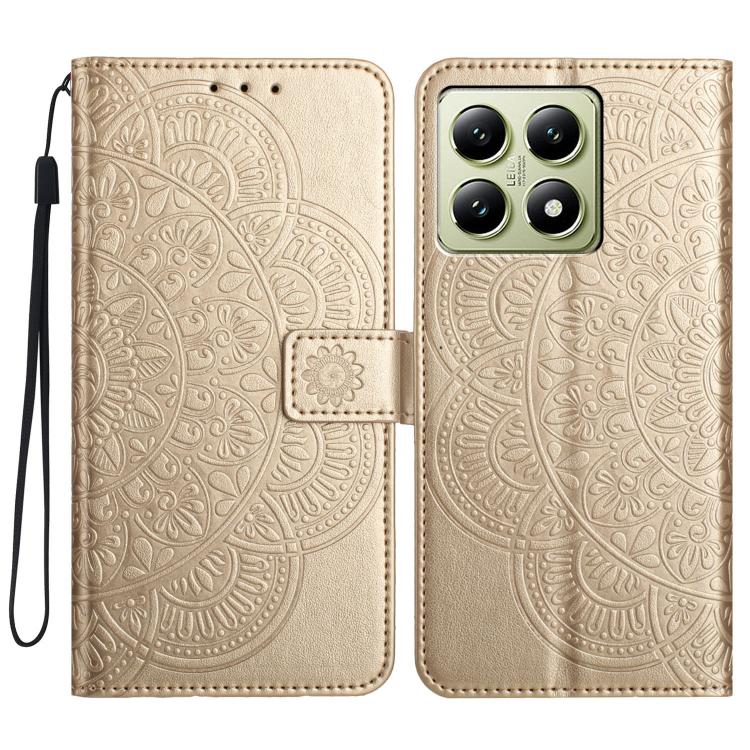 

For Xiaomi 15T Pro 5G Flower Embossed Leather Phone Case(Gold)