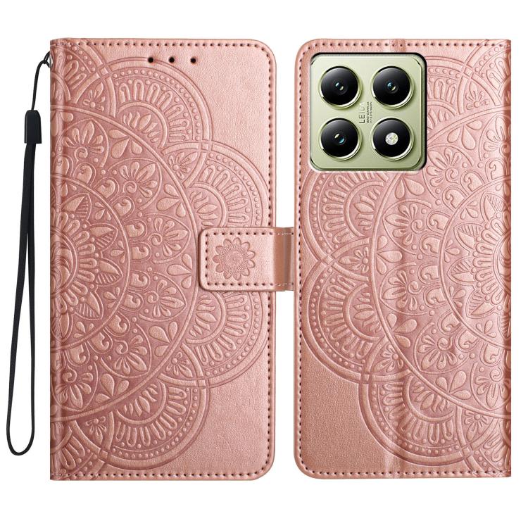 

For Xiaomi 15T Pro 5G Flower Embossed Leather Phone Case(Rose Gold)