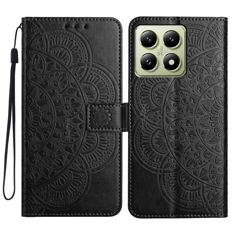 

For Xiaomi 15T Pro 5G Flower Embossed Leather Phone Case(Black)