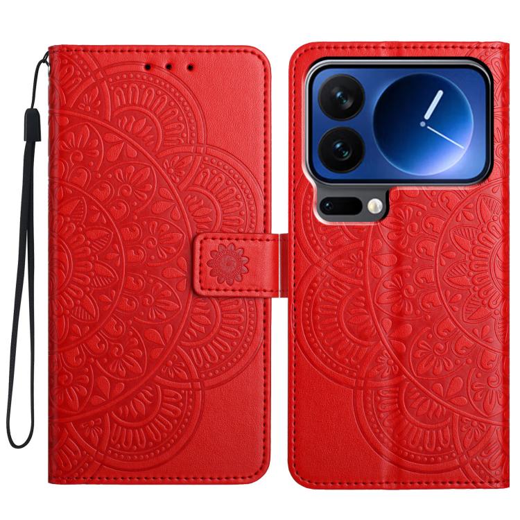 

For Xiaomi 17 Pro Flower Embossed Leather Phone Case(Red)
