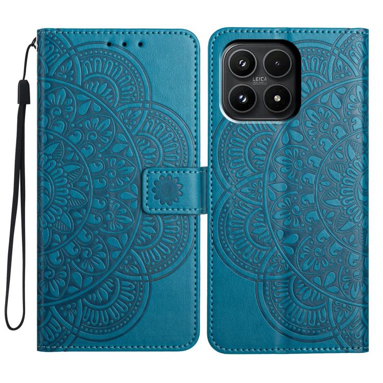 

For Xiaomi 17 Flower Embossed Leather Phone Case(Blue)