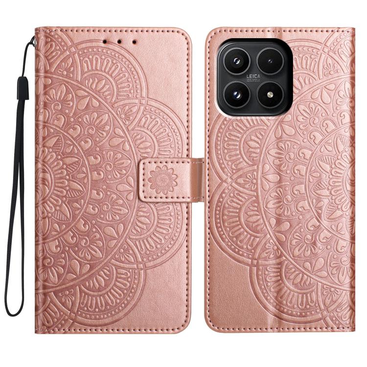 

For Xiaomi 17 Flower Embossed Leather Phone Case(Rose Gold)